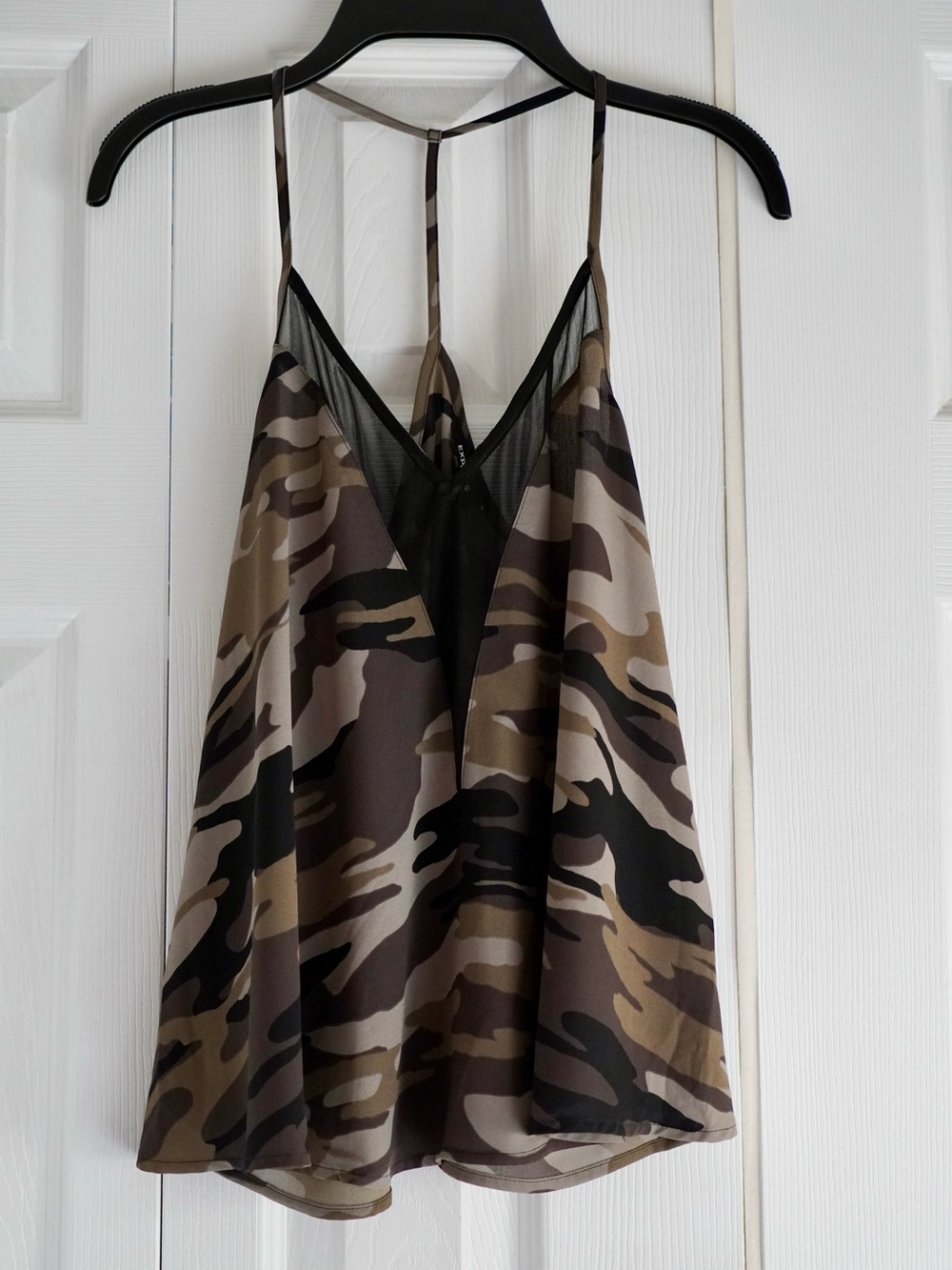 Express Camo Print Strappy V-Neck Tank Top XS